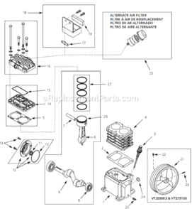Page A Diagram and Parts List for VT203003 2006 Campbell Hausfeld Compressor